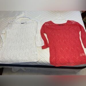 Jeanne Pierre Coral and White Tops
